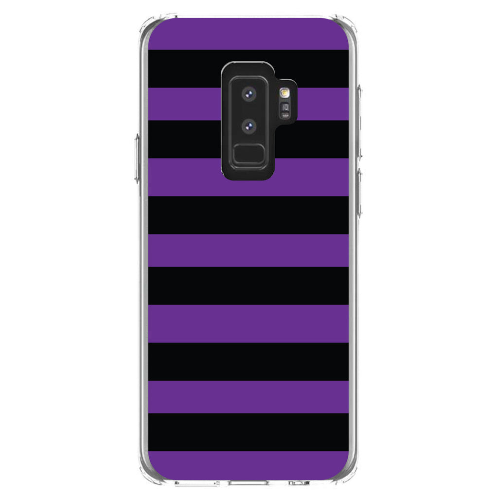 Black & Purple Bold Horizontal Stripes Clear Shockproof iPhone Case, view 20