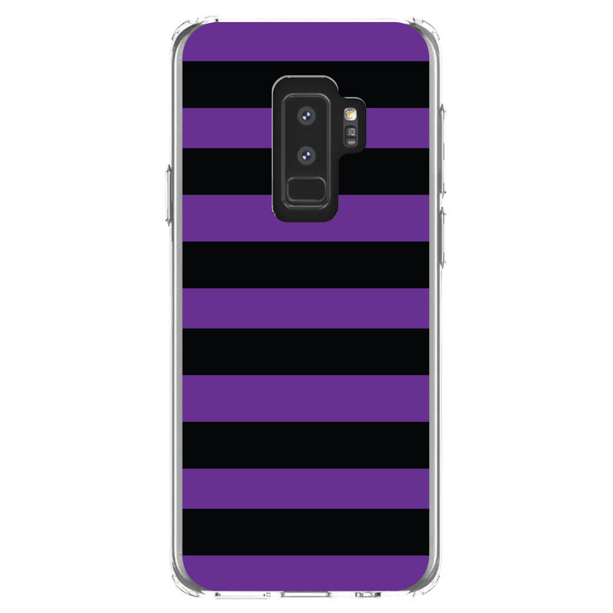 Black & Purple Bold Horizontal Stripes Clear Shockproof iPhone Case, view 20