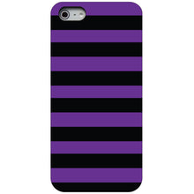 DistinctInk® Hard Plastic Snap-On Case for Apple iPhone or Samsung Galaxy - Black & Purple Bold Stripes