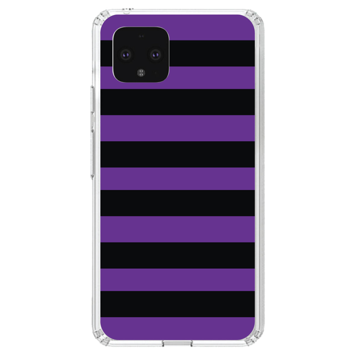 Black & Purple Bold Horizontal Stripes Clear Shockproof iPhone Case, view 23