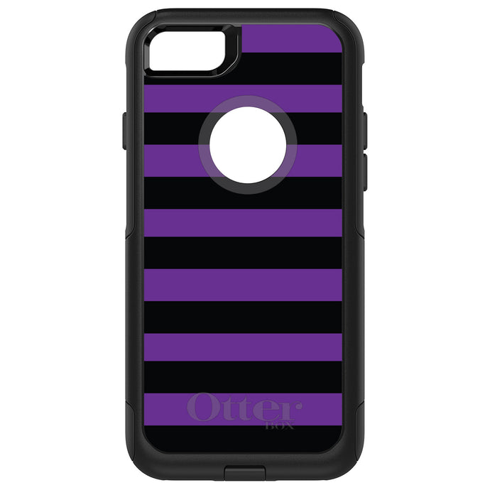DistinctInk OtterBox Commuter Series Case for Apple iPhone or Samsung Galaxy - Black & Purple Bold Stripes