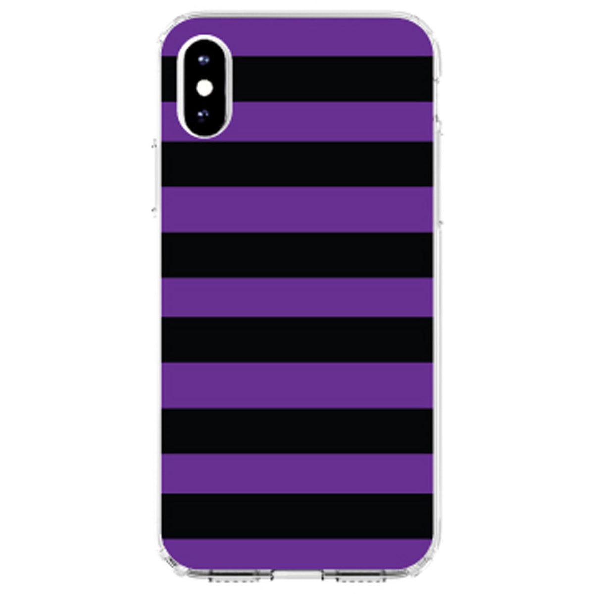 Black & Purple Bold Horizontal Stripes Clear Shockproof iPhone Case, view 4