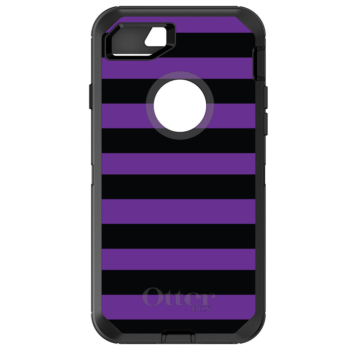 Black & Purple Bold Stripes OtterBox Defender Case for iPhone & Galaxy