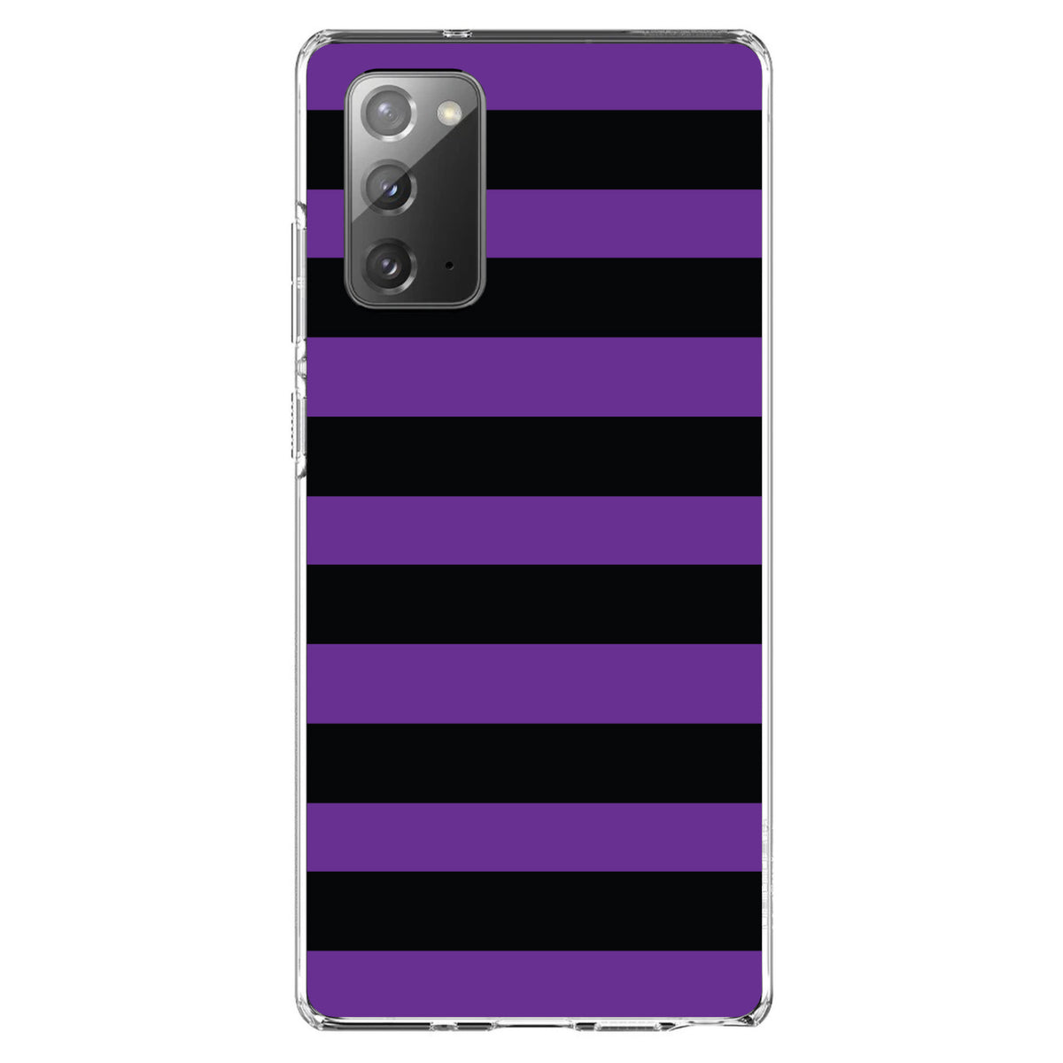 Black & Purple Bold Horizontal Stripes Clear Shockproof iPhone Case, view 8