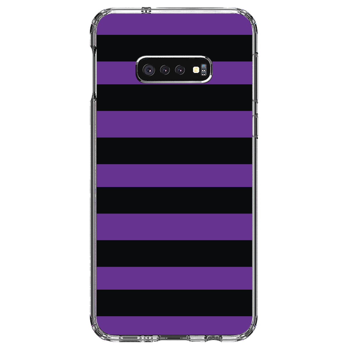 Black & Purple Bold Horizontal Stripes Clear Shockproof iPhone Case, view 18