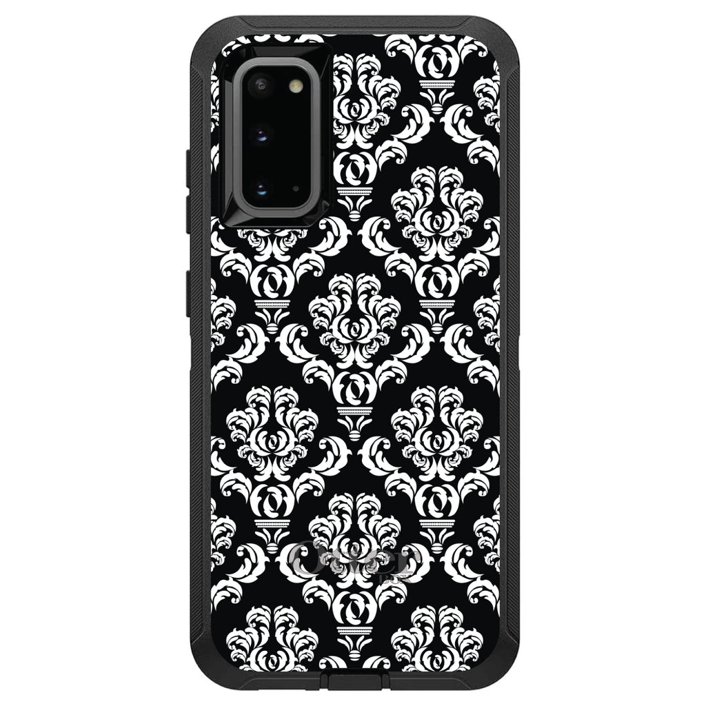 Black White Damask Pattern OtterBox Defender Case for iPhone & Galaxy, view 8