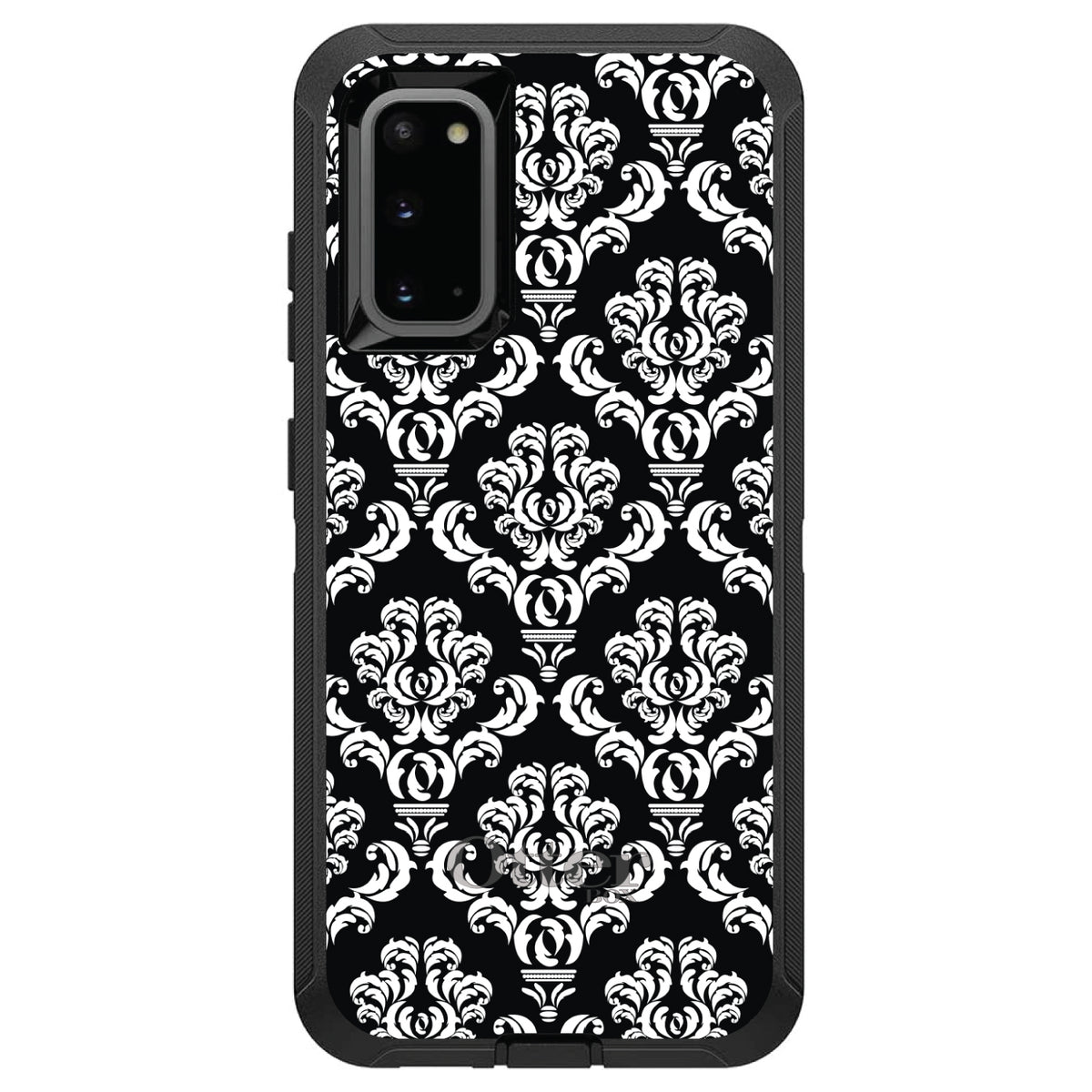 Black White Damask Pattern OtterBox Defender Case for iPhone & Galaxy, view 8