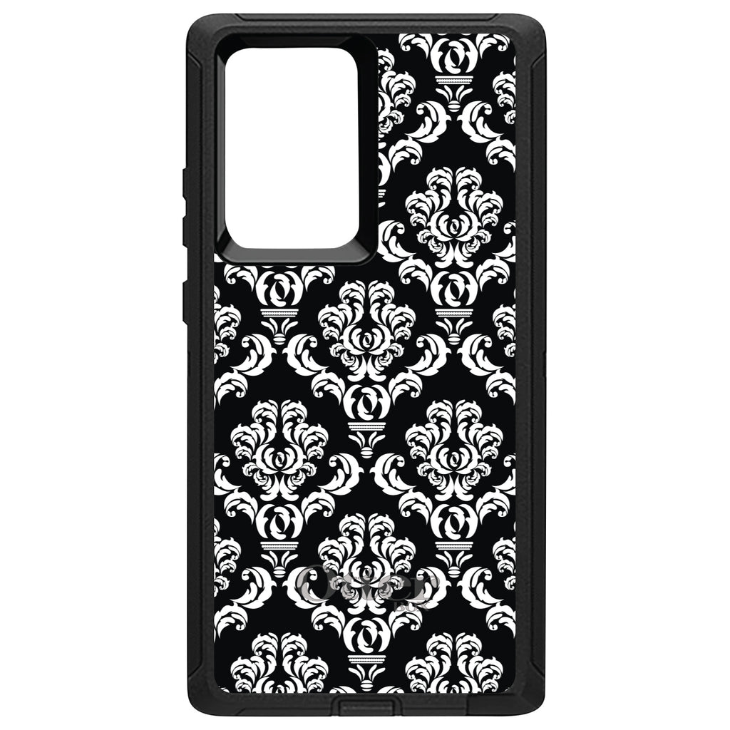 Black White Damask Pattern OtterBox Defender Case for iPhone & Galaxy, view 13