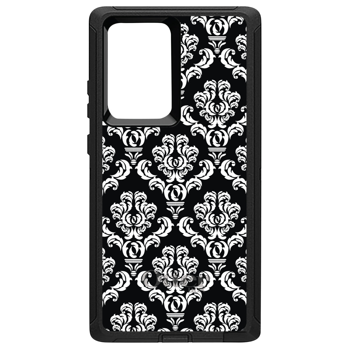 Black White Damask Pattern OtterBox Defender Case for iPhone & Galaxy, view 13