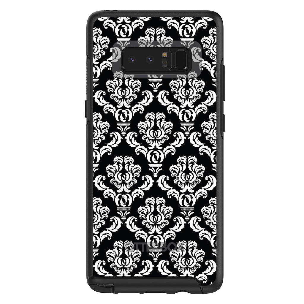 Black White Damask Pattern OtterBox Symmetry Case for iPhone & Galaxy, view 14