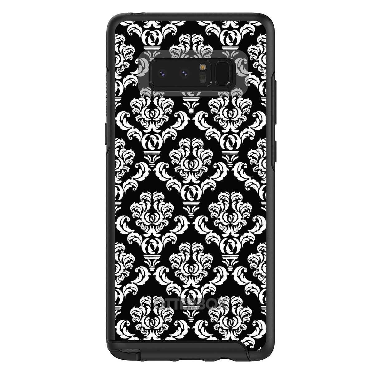 Black White Damask Pattern OtterBox Symmetry Case for iPhone & Galaxy, view 14