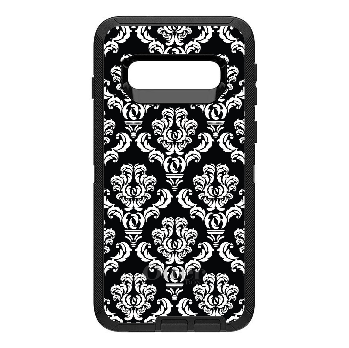 Black White Damask Pattern OtterBox Defender Case for iPhone & Galaxy, view 9