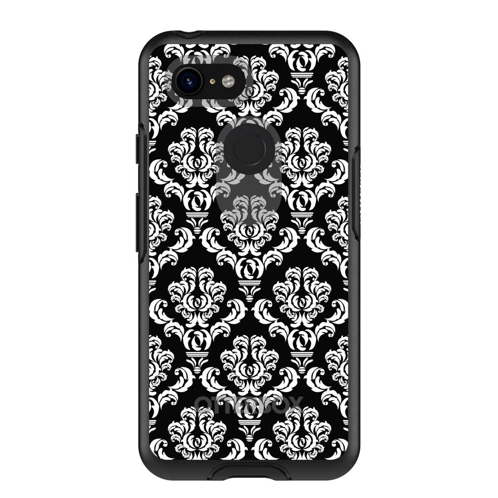 Black White Damask Pattern OtterBox Symmetry Case for iPhone & Galaxy, view 15