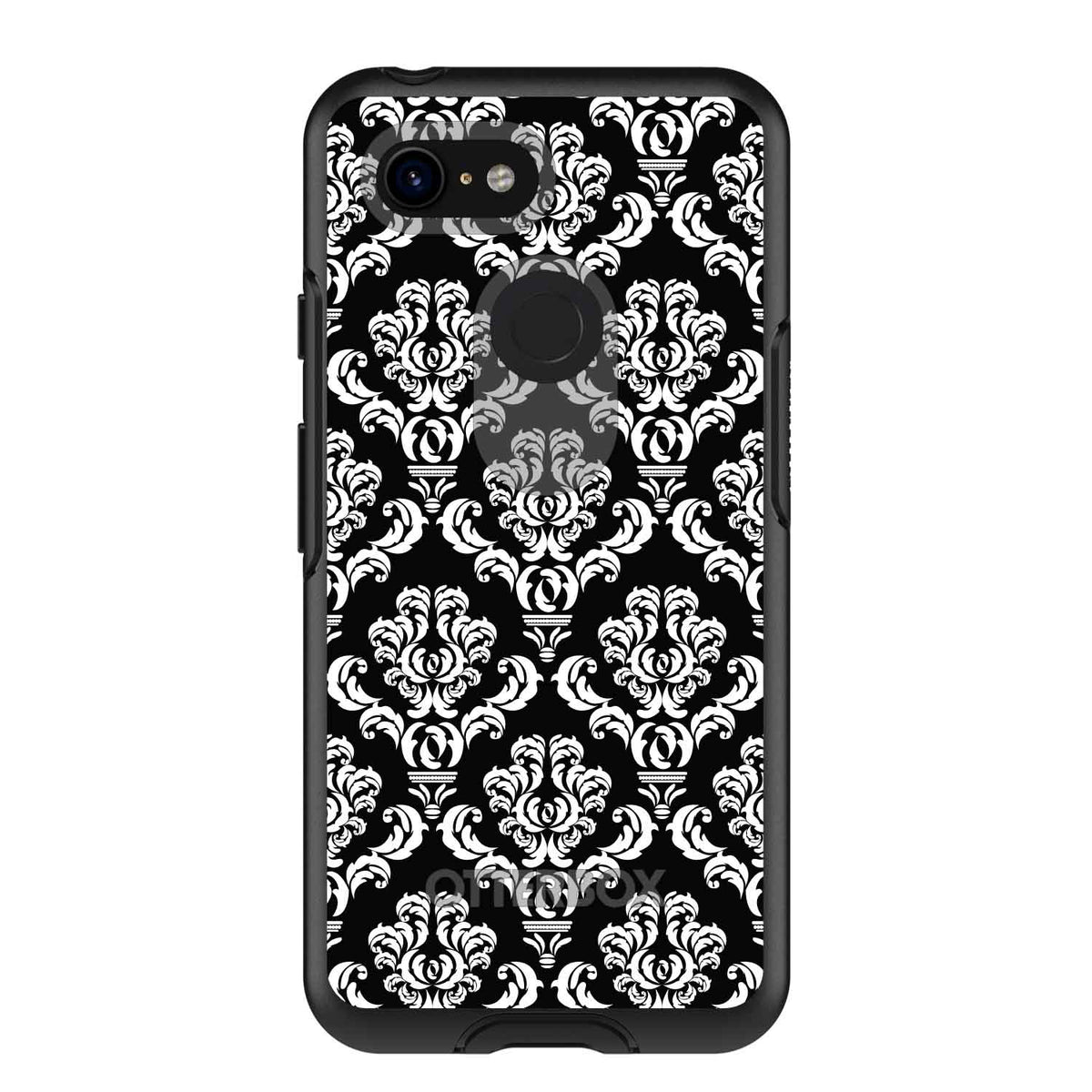 Black White Damask Pattern OtterBox Symmetry Case for iPhone & Galaxy, view 15