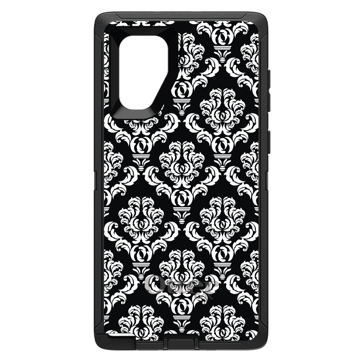 Black White Damask Pattern OtterBox Defender Case for iPhone & Galaxy, view 15