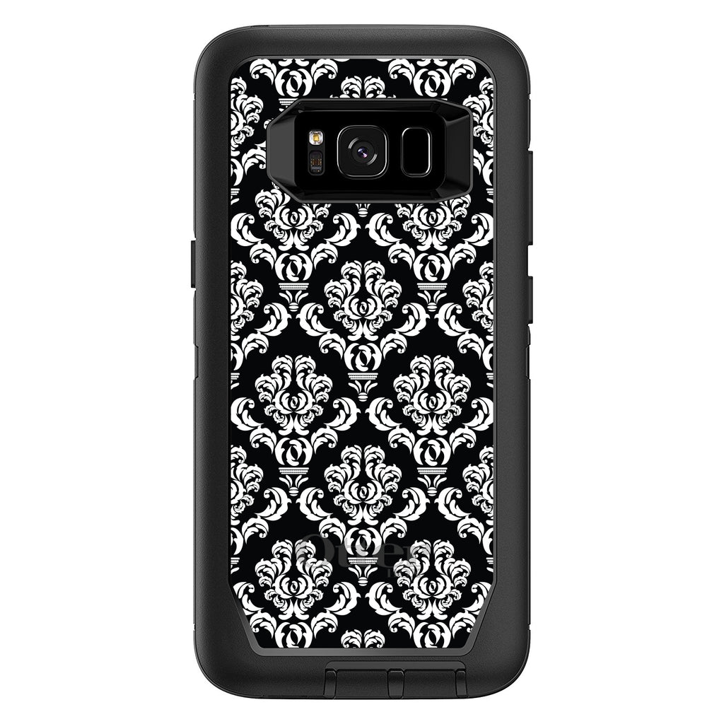 Black White Damask Pattern OtterBox Defender Case for iPhone & Galaxy, view 12