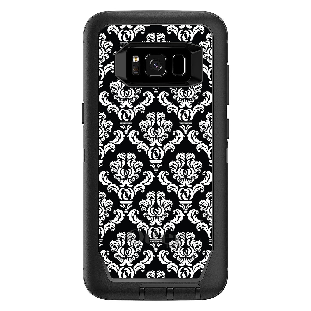 Black White Damask Pattern OtterBox Defender Case for iPhone & Galaxy, view 12