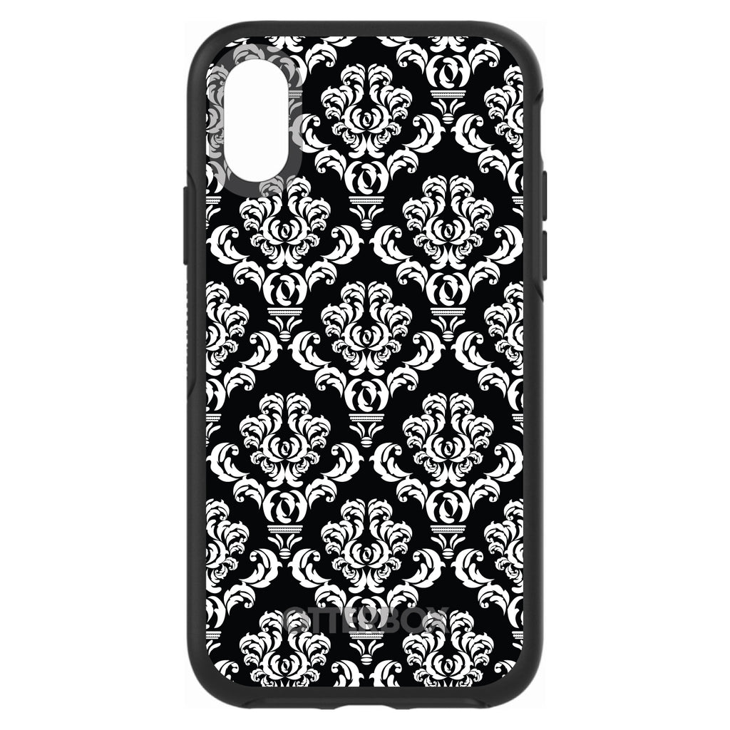 Black White Damask Pattern OtterBox Symmetry Case for iPhone & Galaxy, view 4