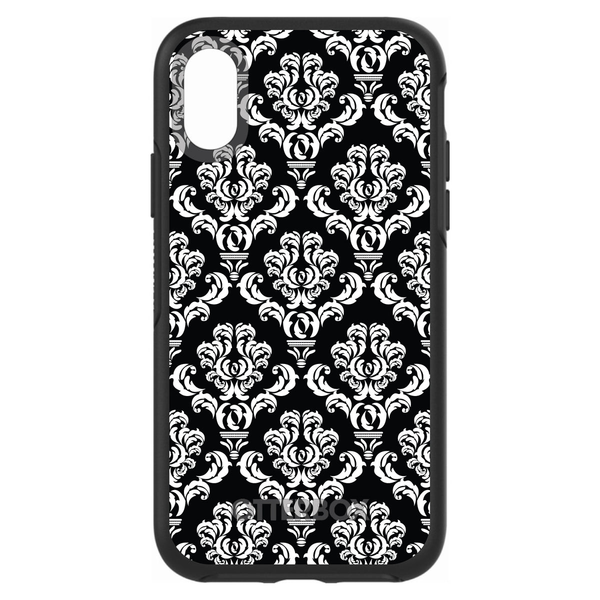 Black White Damask Pattern OtterBox Symmetry Case for iPhone & Galaxy, view 4
