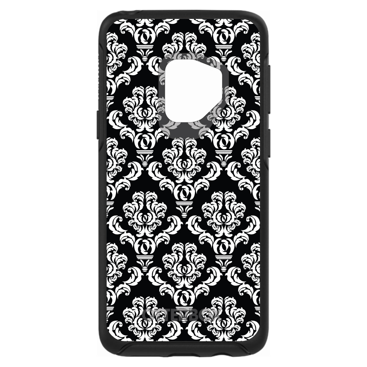 Black White Damask Pattern OtterBox Symmetry Case for iPhone & Galaxy, view 8
