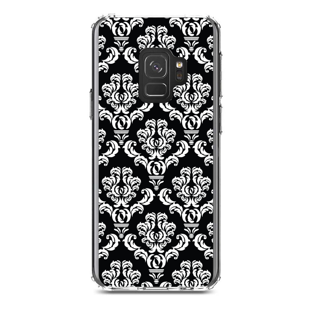Black White Damask Pattern Clear Shockproof iPhone Case, view 19