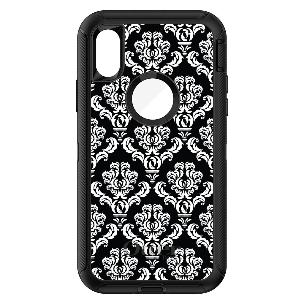 Black White Damask Pattern OtterBox Defender Case for iPhone & Galaxy, view 3