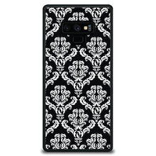DistinctInk® Hard Plastic Snap-On Case for Apple iPhone or Samsung Galaxy - Black White Damask Pattern