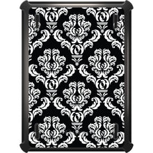 DistinctInk™ OtterBox Defender Series Case for Apple iPad / iPad Pro / iPad Air / iPad Mini - Black White Damask Pattern