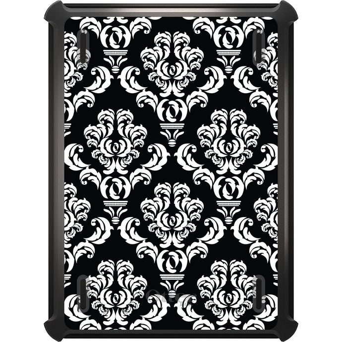 DistinctInk™ OtterBox Defender Series Case for Apple iPad / iPad Pro / iPad Air / iPad Mini - Black White Damask Pattern