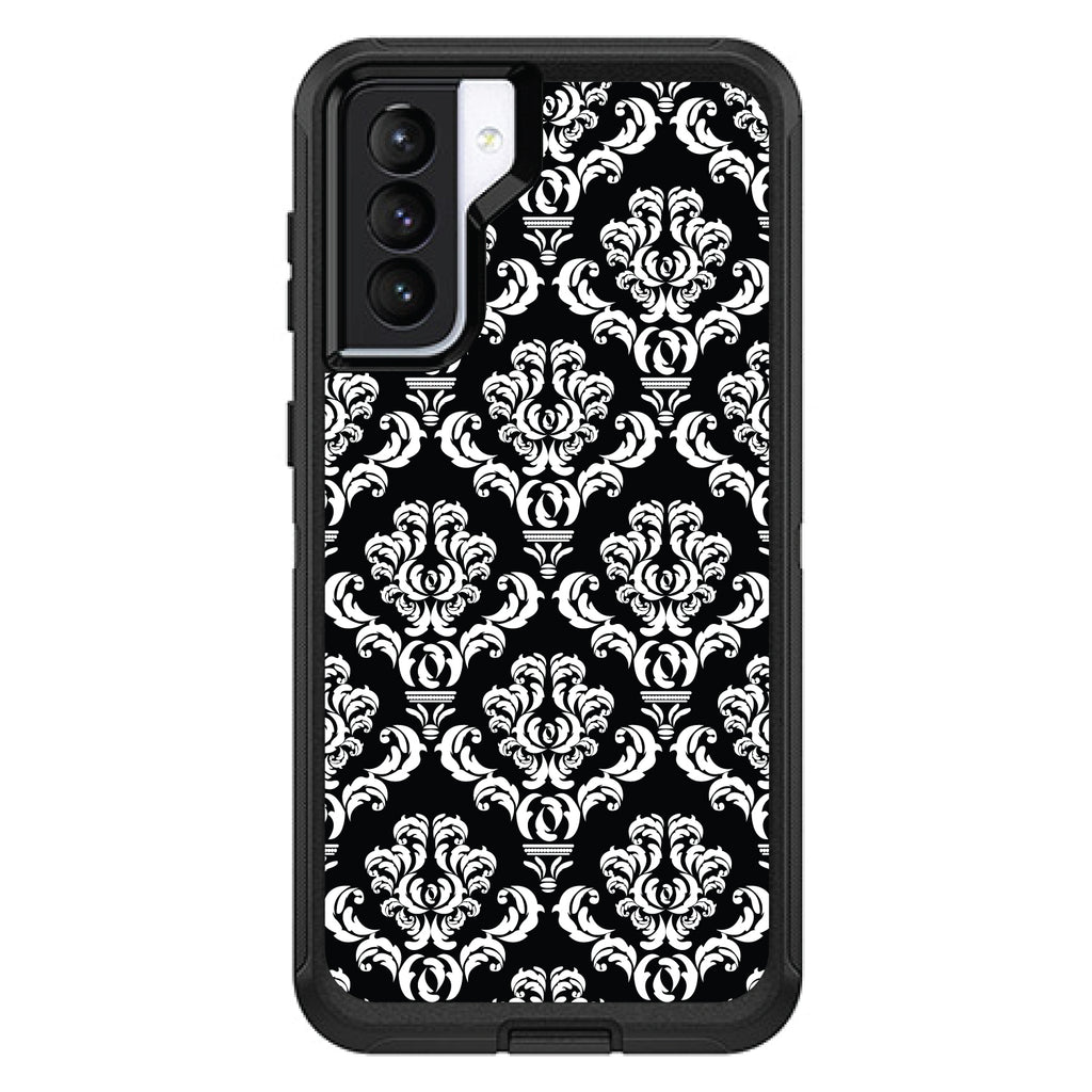 Black White Damask Pattern OtterBox Defender Case for iPhone & Galaxy, view 6