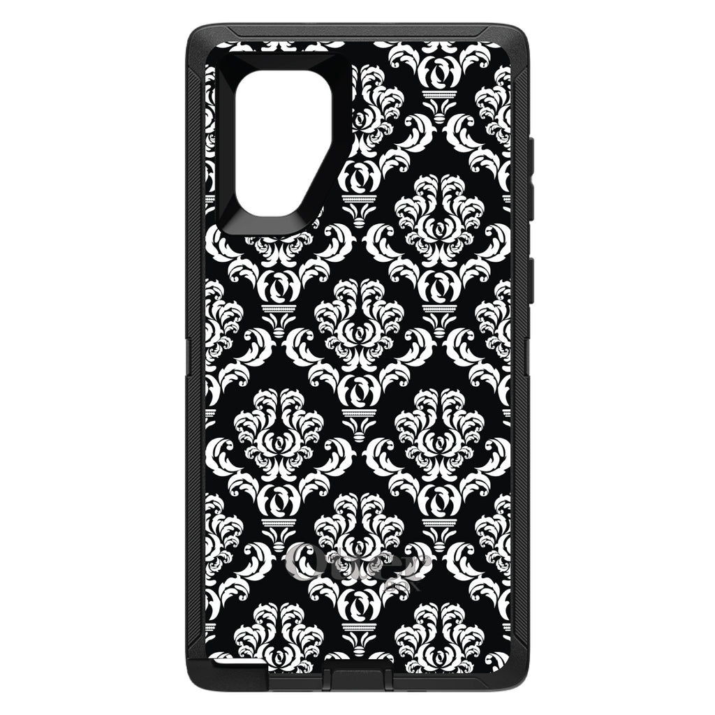 Black White Damask Pattern OtterBox Defender Case for iPhone & Galaxy, view 14