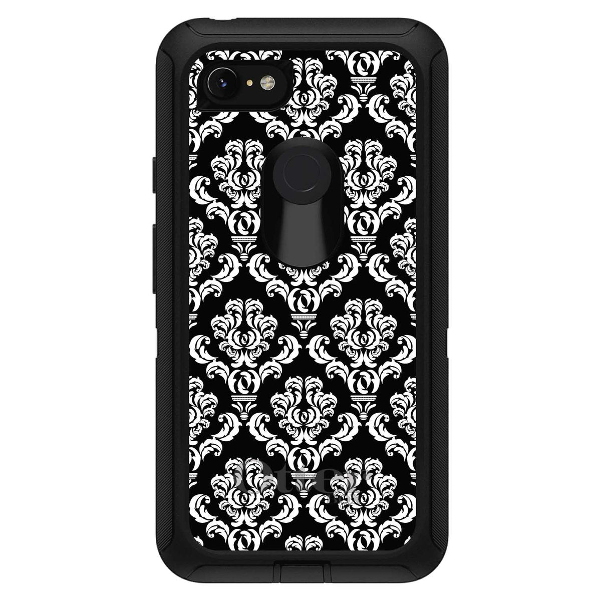Black White Damask Pattern OtterBox Defender Case for iPhone & Galaxy, view 18