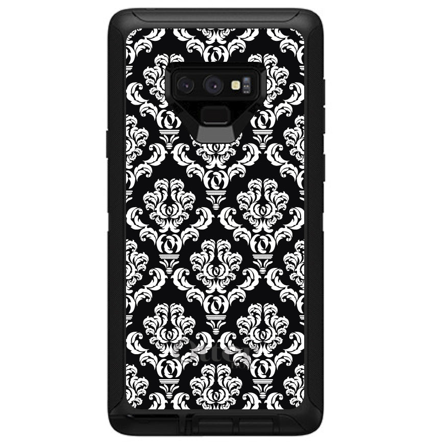 Black White Damask Pattern OtterBox Defender Case for iPhone & Galaxy, view 16