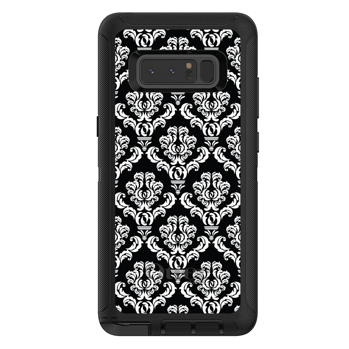 Black White Damask Pattern OtterBox Defender Case for iPhone & Galaxy, view 17