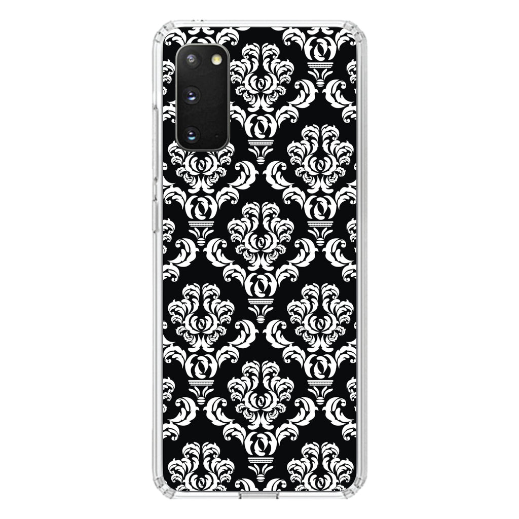 Black White Damask Pattern Clear Shockproof iPhone Case, view 13
