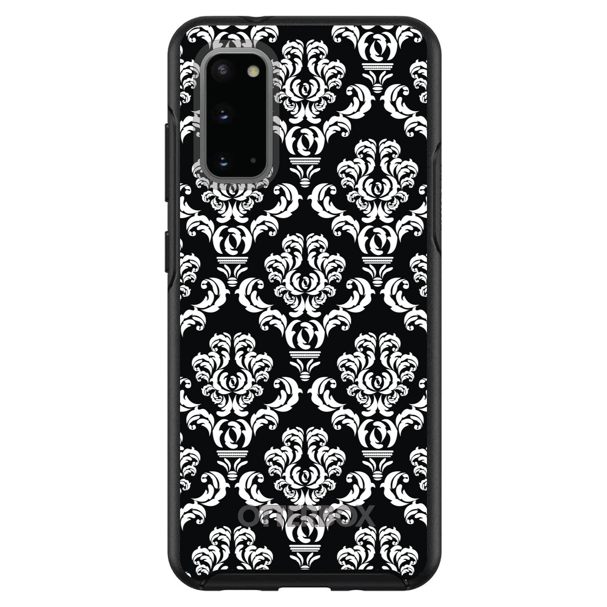 Black White Damask Pattern OtterBox Symmetry Case for iPhone & Galaxy, view 5