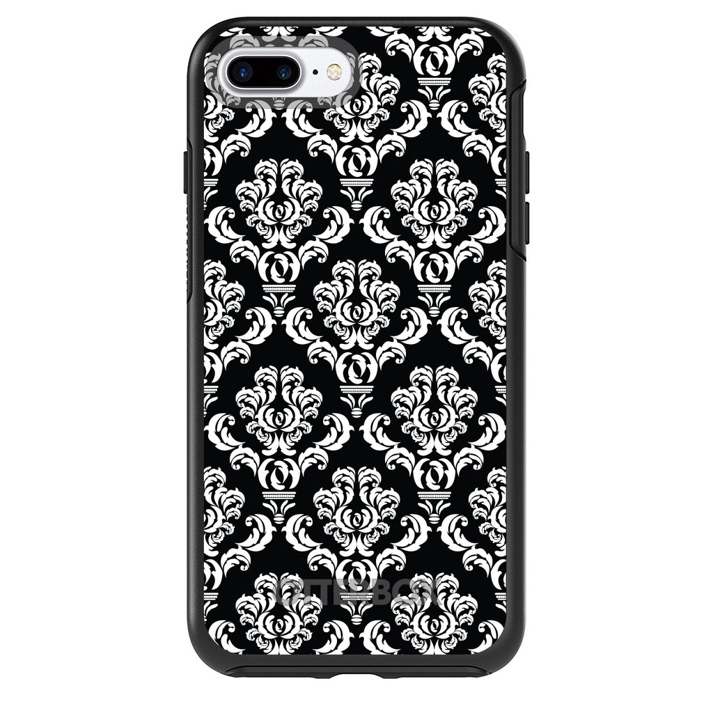 Black White Damask Pattern OtterBox Symmetry Case for iPhone & Galaxy, view 2