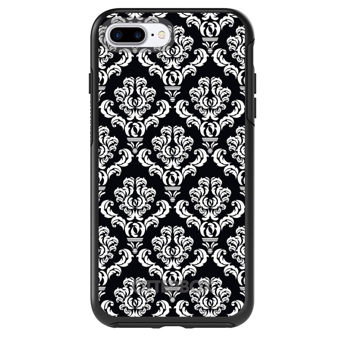 Black White Damask Pattern OtterBox Symmetry Case for iPhone & Galaxy, view 2