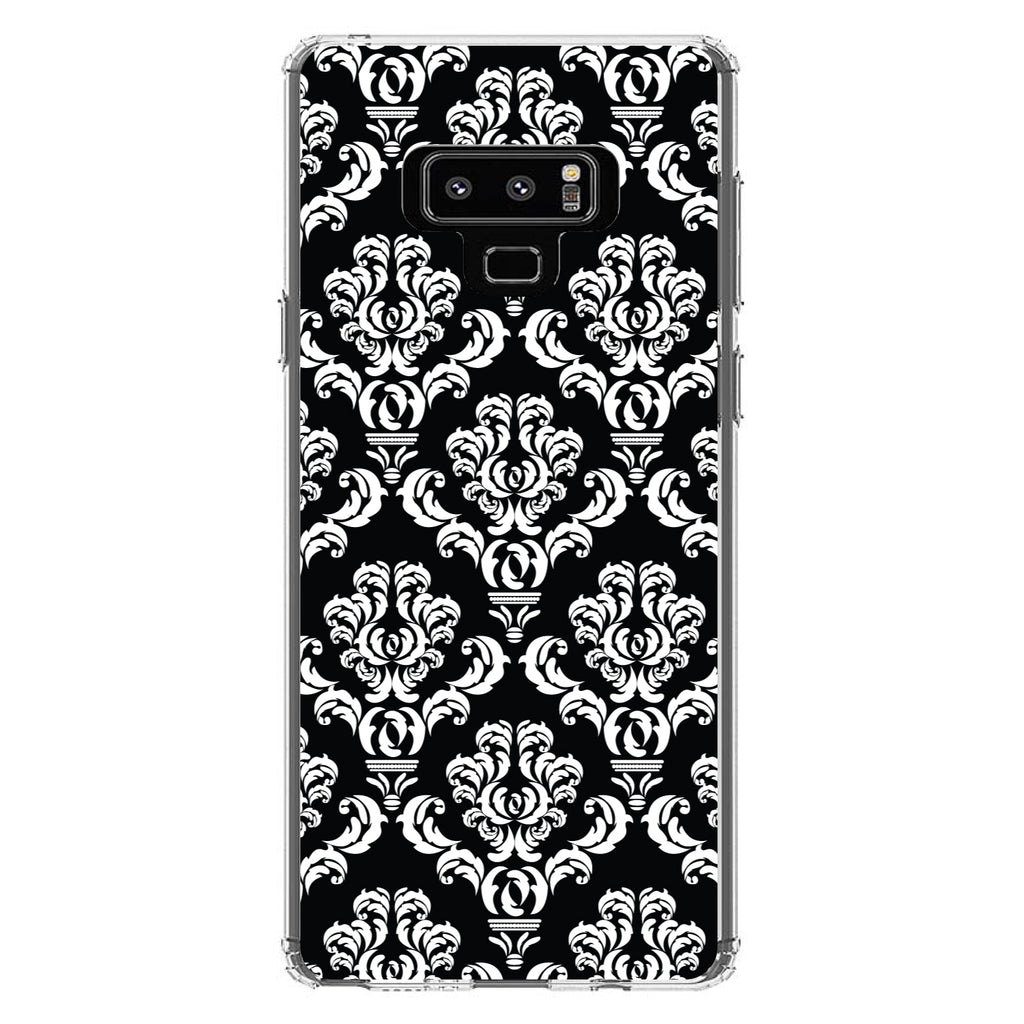 Black White Damask Pattern Clear Shockproof iPhone Case, view 11