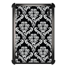 DistinctInk™ OtterBox Defender Series Case for Apple iPad / iPad Pro / iPad Air / iPad Mini - Black White Damask Pattern