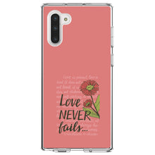 DistinctInk® Clear Shockproof Hybrid Case for Apple iPhone / Samsung Galaxy / Google Pixel - 1 Corinthians 13 - Love Never Fails - Flower