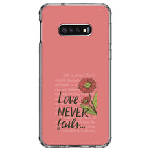 DistinctInk® Clear Shockproof Hybrid Case for Apple iPhone / Samsung Galaxy / Google Pixel - 1 Corinthians 13 - Love Never Fails - Flower