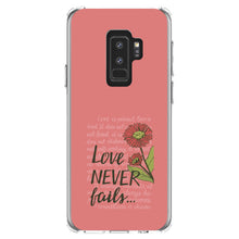 DistinctInk® Clear Shockproof Hybrid Case for Apple iPhone / Samsung Galaxy / Google Pixel - 1 Corinthians 13 - Love Never Fails - Flower