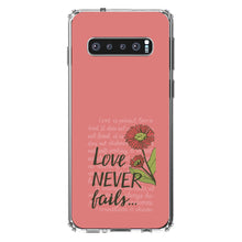 DistinctInk® Clear Shockproof Hybrid Case for Apple iPhone / Samsung Galaxy / Google Pixel - 1 Corinthians 13 - Love Never Fails - Flower