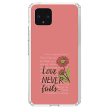 DistinctInk® Clear Shockproof Hybrid Case for Apple iPhone / Samsung Galaxy / Google Pixel - 1 Corinthians 13 - Love Never Fails - Flower