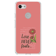 DistinctInk® Clear Shockproof Hybrid Case for Apple iPhone / Samsung Galaxy / Google Pixel - 1 Corinthians 13 - Love Never Fails - Flower