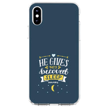 DistinctInk® Clear Shockproof Hybrid Case for Apple iPhone / Samsung Galaxy / Google Pixel - Psalm 127:2 - He Gives His Beloved Sleep