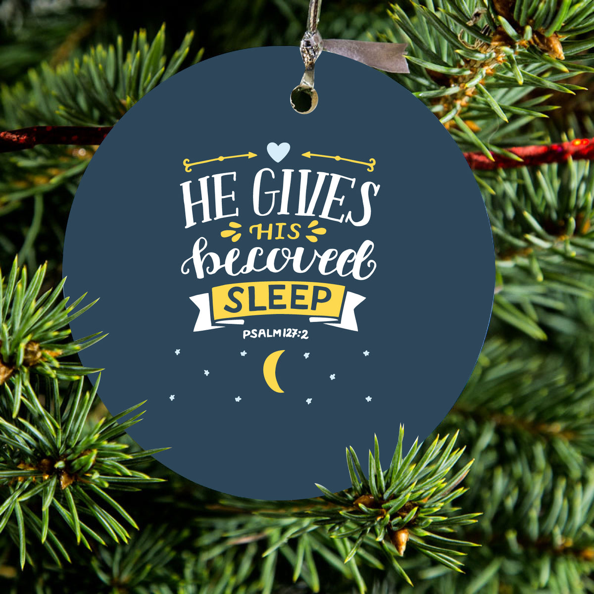 He Gives His Beloved Sleep Ceramic Ornament, view 2