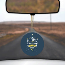 DistinctInk® Hanging Ceramic Christmas Tree Ornament with Gold String - Great Gift / Present - 2 3/4 inch Diameter - Psalm 127:2 - He Gives His Beloved Sleep
