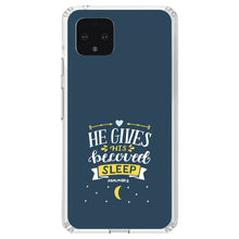 DistinctInk® Clear Shockproof Hybrid Case for Apple iPhone / Samsung Galaxy / Google Pixel - Psalm 127:2 - He Gives His Beloved Sleep